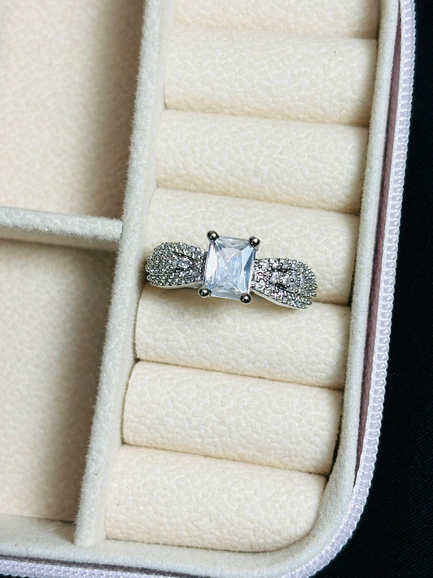 Silver Zircon Elegant Loop Ring
