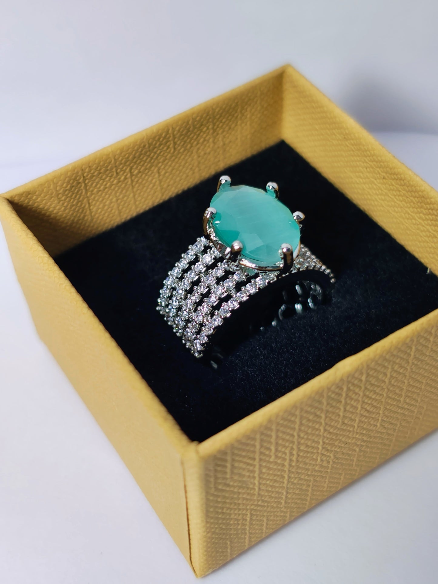 Silver Zircon Wave Entwined Ring