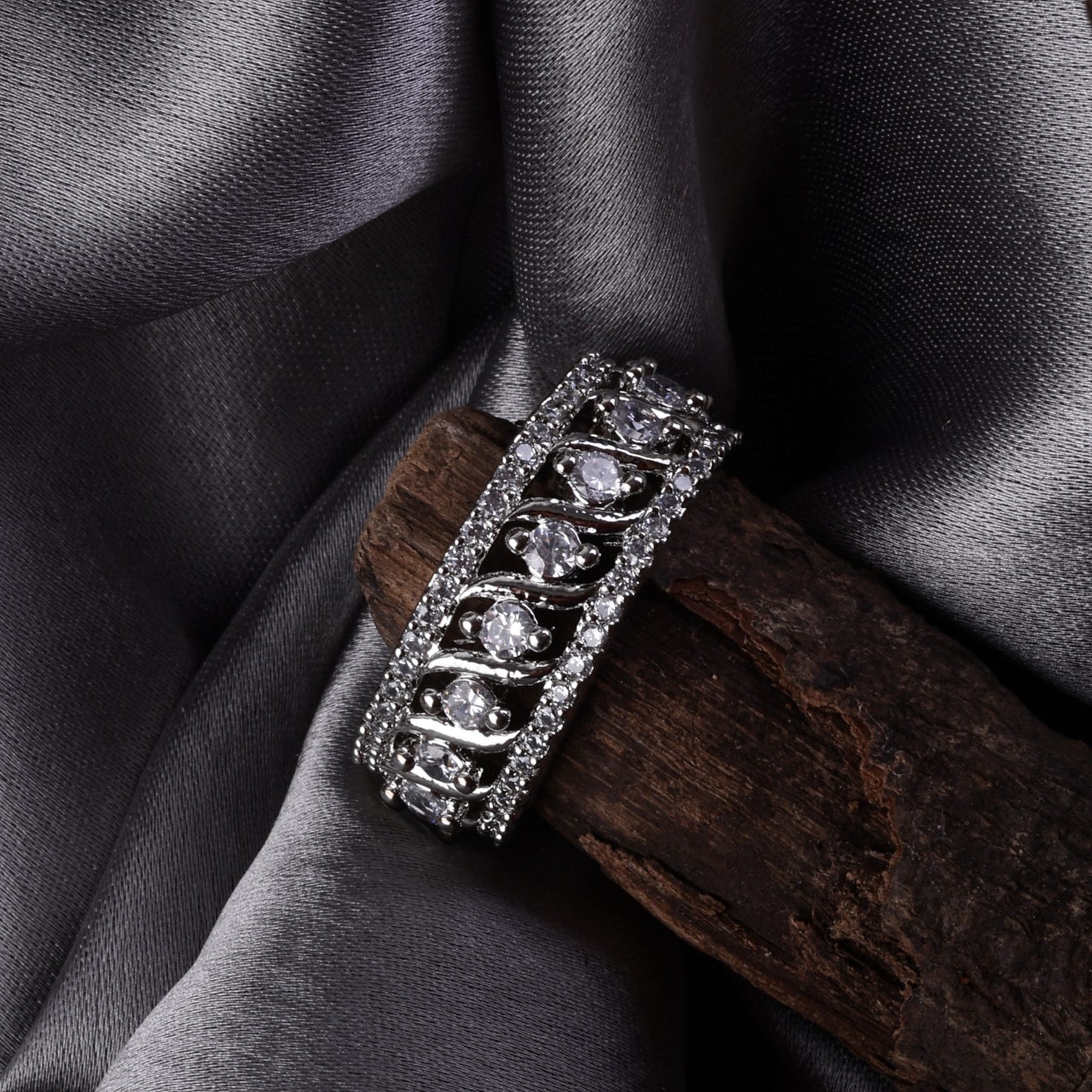 Silver Zircon Channel of Love Ring