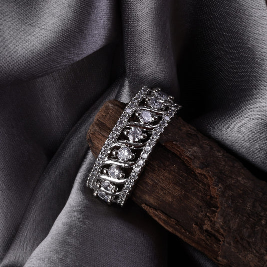 Silver Zircon Channel of Love Ring