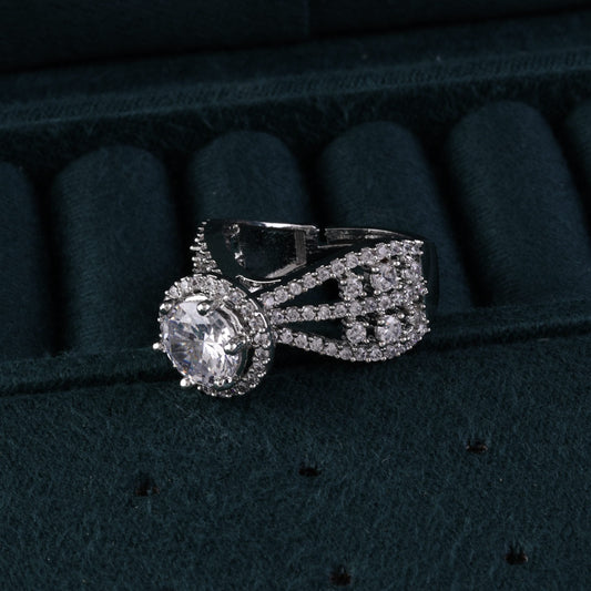 Silver Circular Zirconia Ring