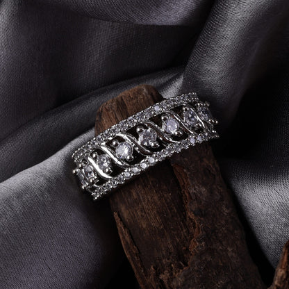 Silver Zircon Channel of Love Ring