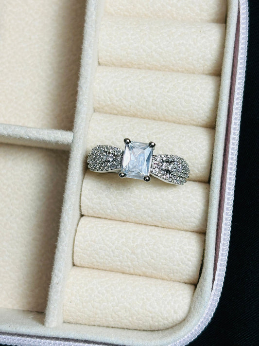 Silver Zircon Elegant Loop Ring