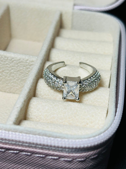 Silver Zircon Elegant Loop Ring