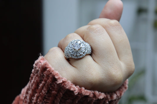 Silver Zircon Bow Beauty Ring