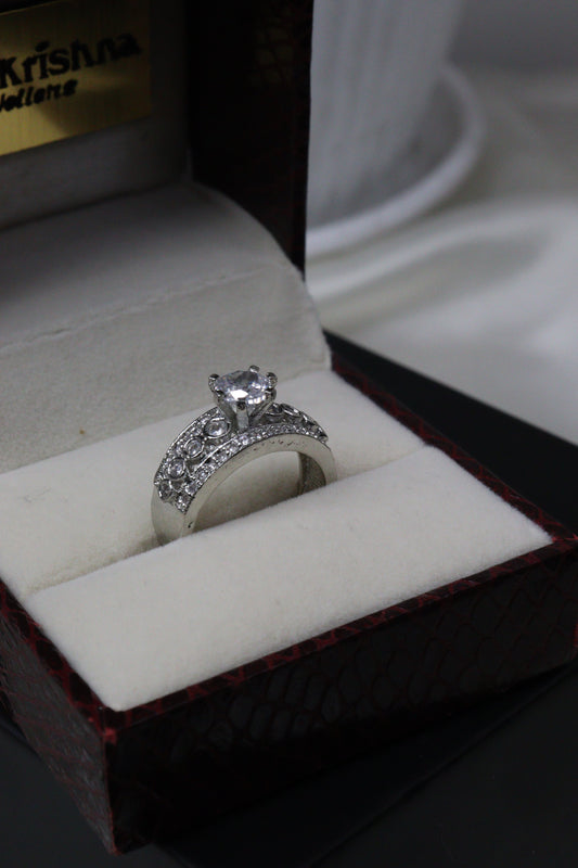 Silver Zircon Twist Ring