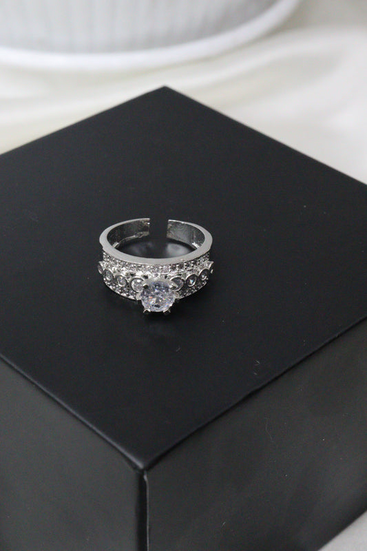 Silver Zircon Twist Ring