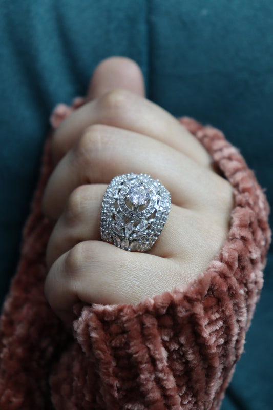 Silver Zircon True Love Ring