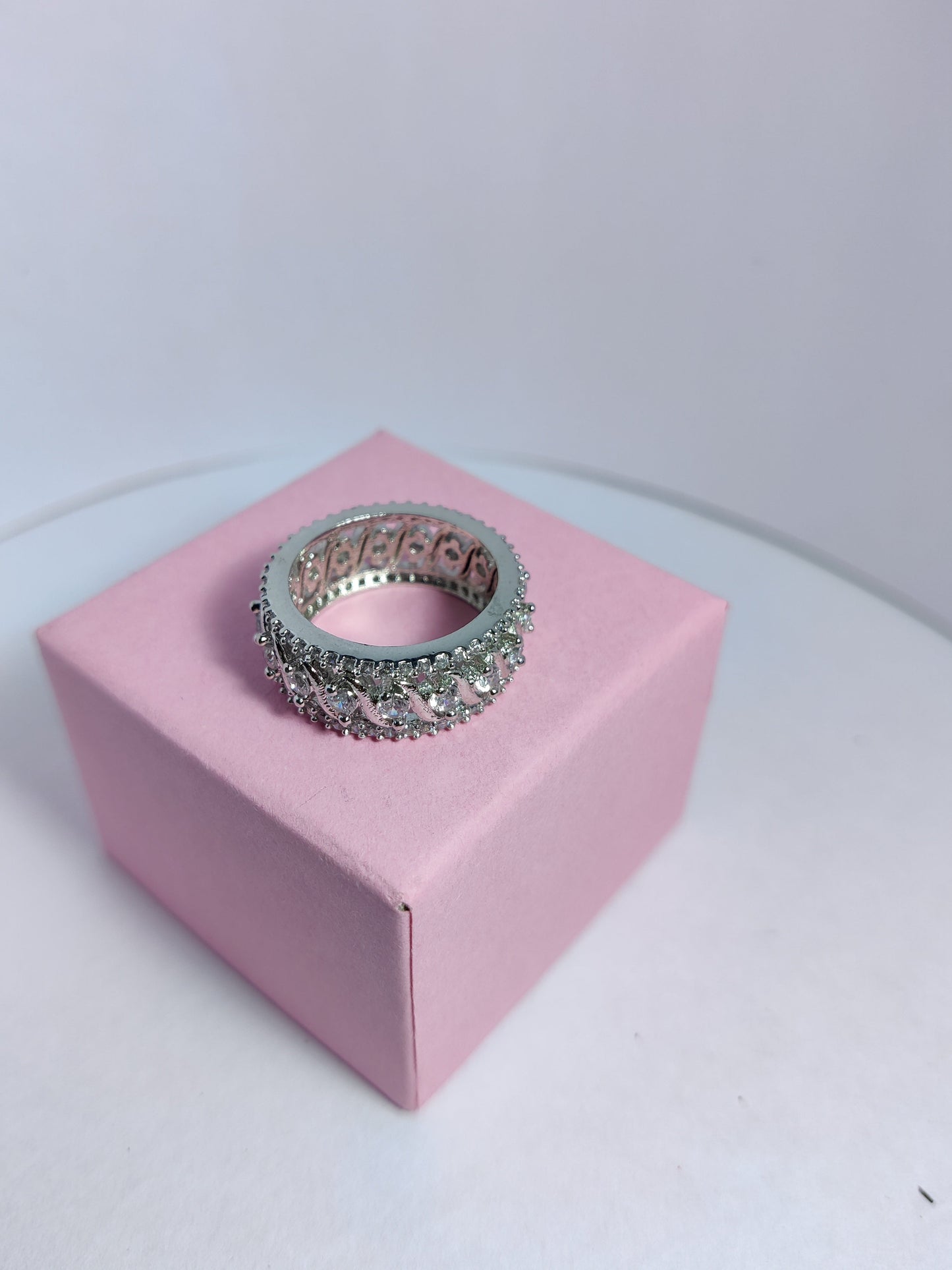 Silver Zircon Channel of Love Ring