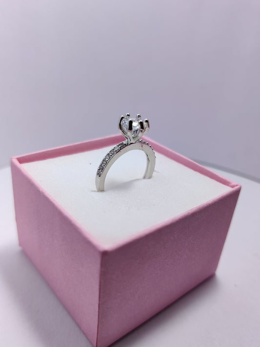Silver Red Baguette Ring