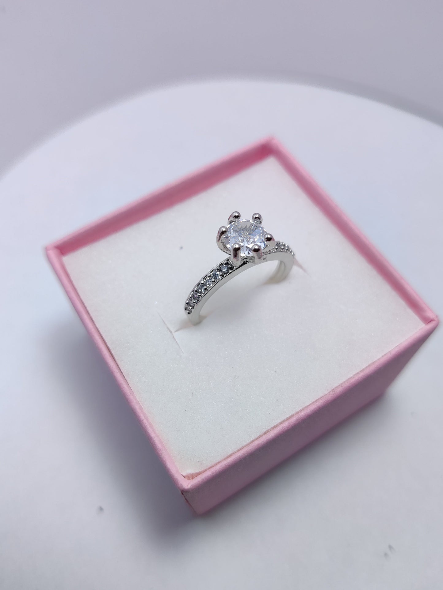 Silver Red Baguette Ring