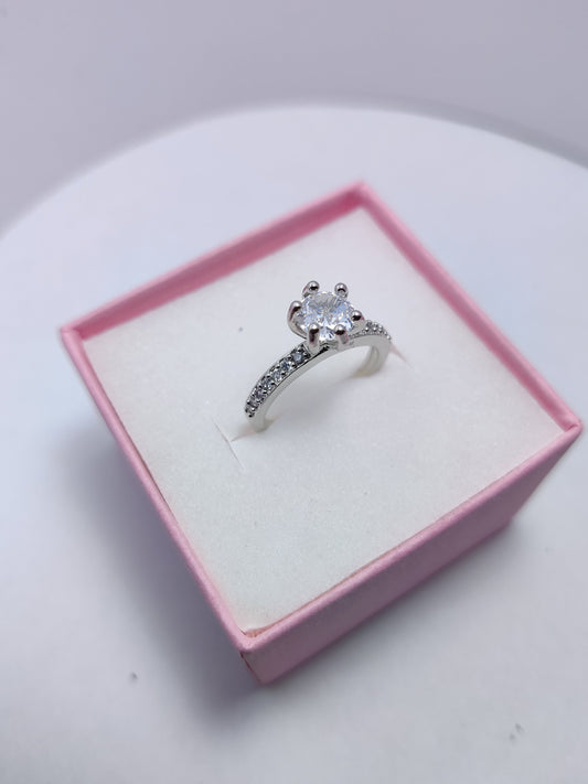 Silver Red Baguette Ring