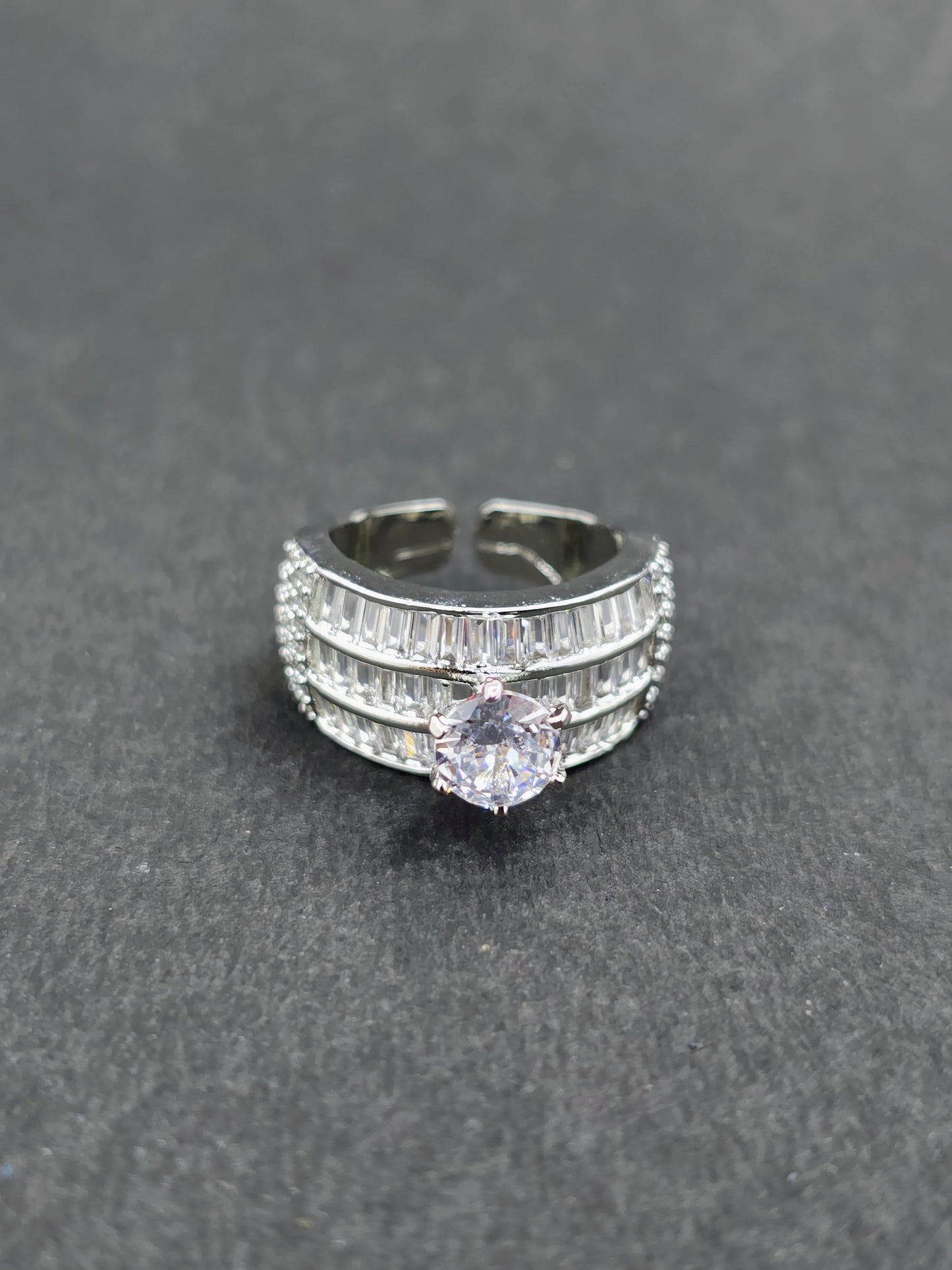 Silver Opal Square Ring