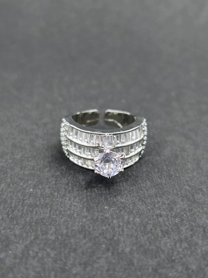 Silver Opal Square Ring
