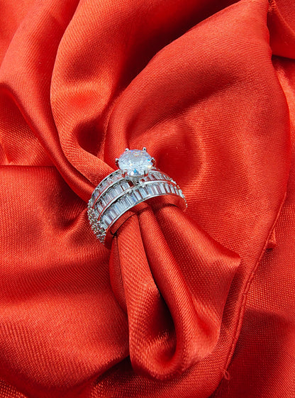 Silver Opal Square Ring