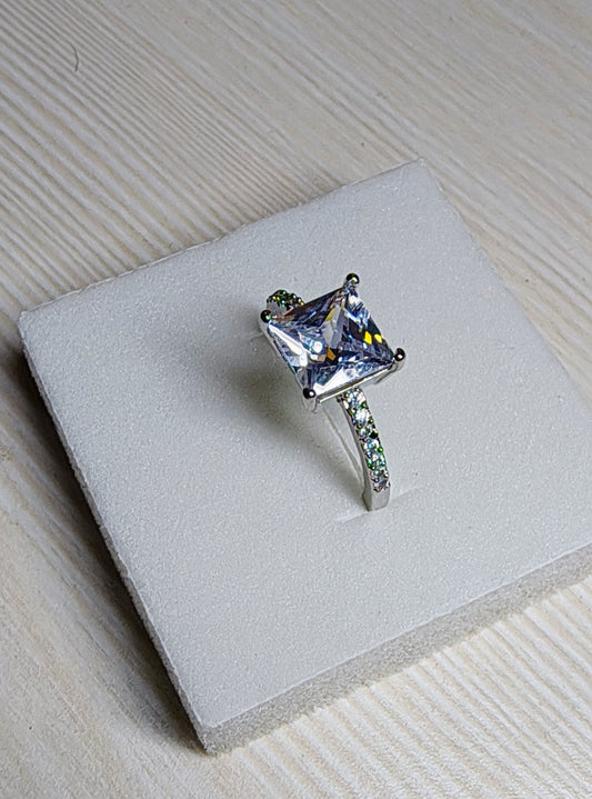 Silver Zircon Studded Ring